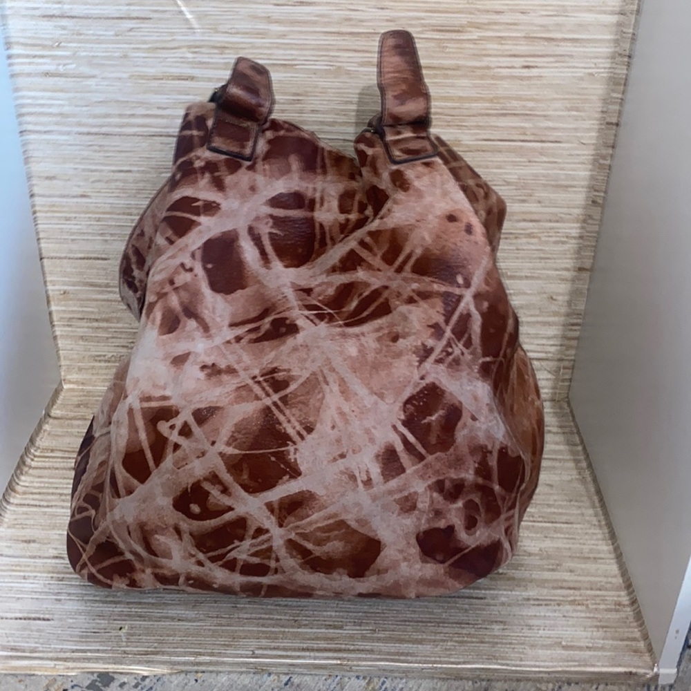 Vintage 'The J. Peterman Company' Custom Bleach Dyed Leather Handbag